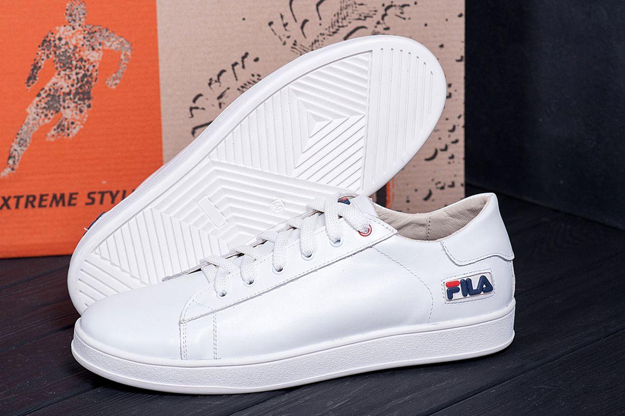 Чоловічі білі шкіряні кеди fila