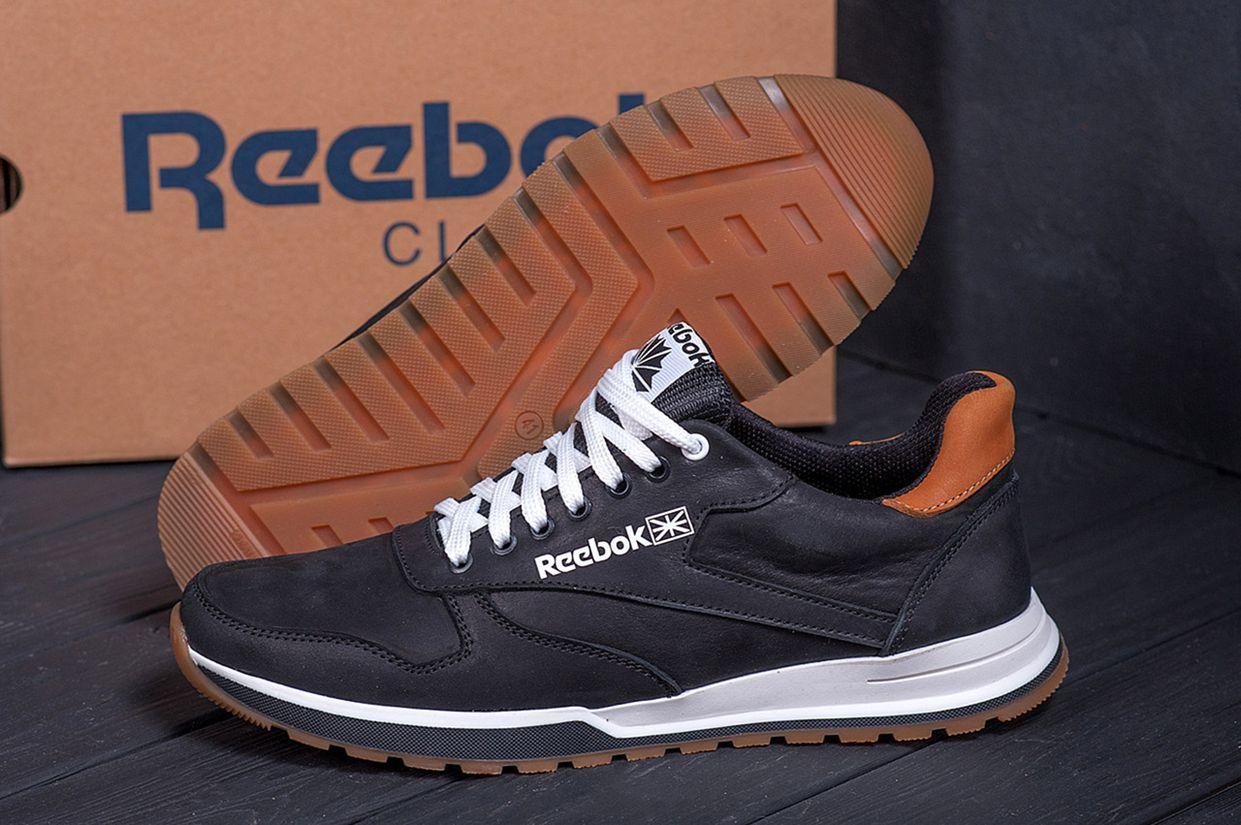 Чоловічі чорні шкіряні кросівки reebok