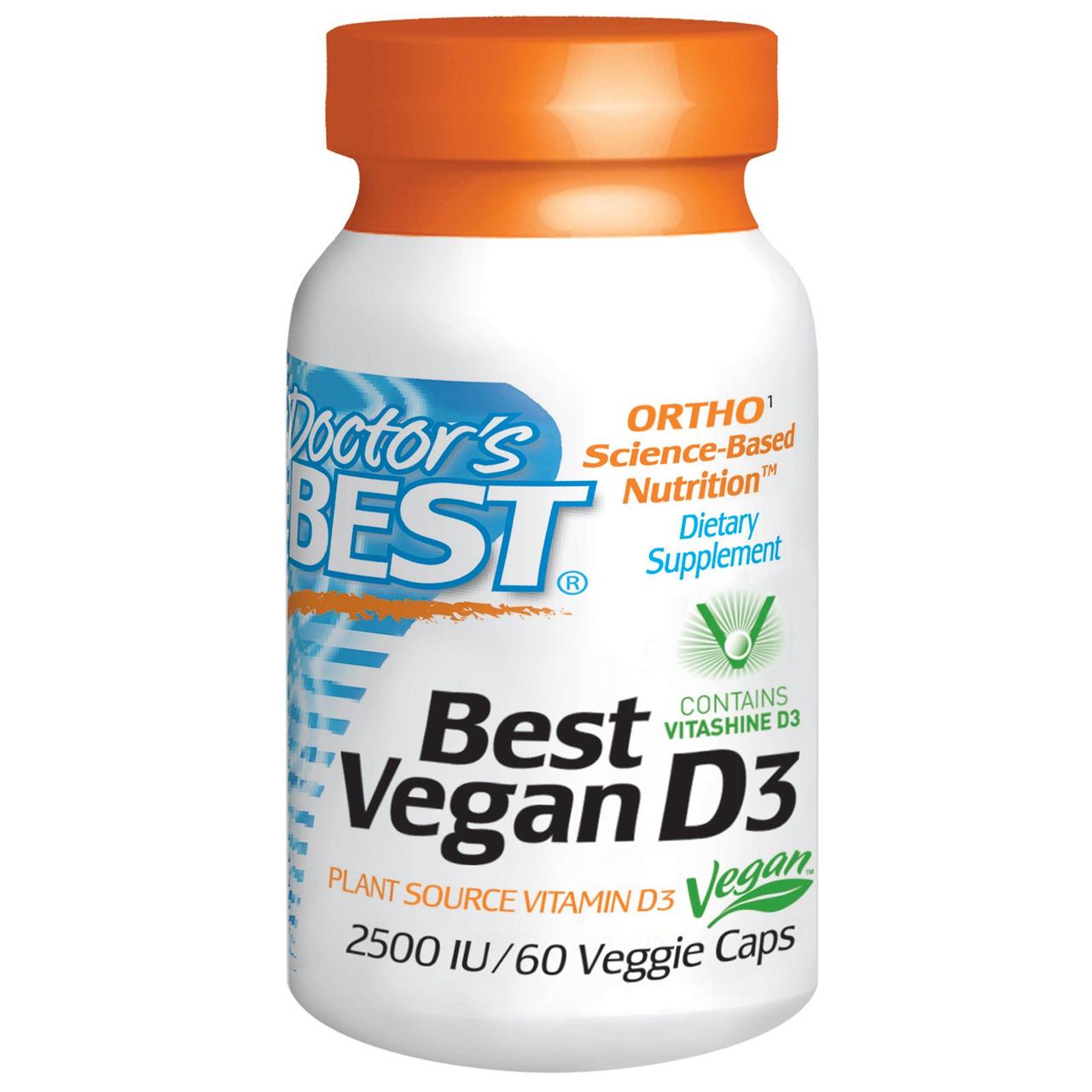 Веганські Вітамін D3 2500IU, Doctor's s Best, 60 гельових капсул