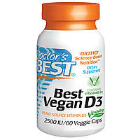 Веганські Вітамін D3 2500IU, Doctor's s Best, 60 гельових капсул