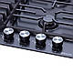 Газова варильна поверхня WEILOR GM W 624 BL, чорна емальована з турбо конфоркою. газ-контроль, фото 3