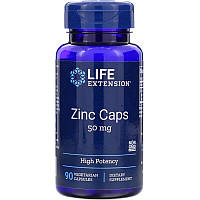 Цинк високої ефективності, Zinc Caps, High Potency, Life Extension, 50 мг, 90 вегетаріанських капс