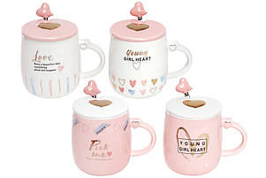 Заварник порцеляновий із кришкою та ложкою Love 420 мл 4 дизайни (рандом) 927-218, фото 1