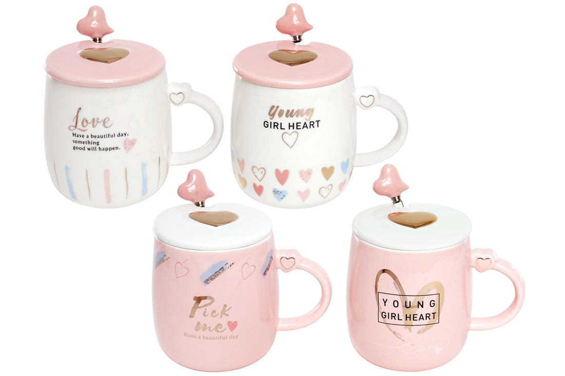 Заварник порцеляновий із кришкою та ложкою Love 420 мл 4 дизайни (рандом) 927-218