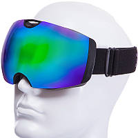 Маска-очки горнолыжные двойные линзы, антифог SPOSUNE HX036 салатовый