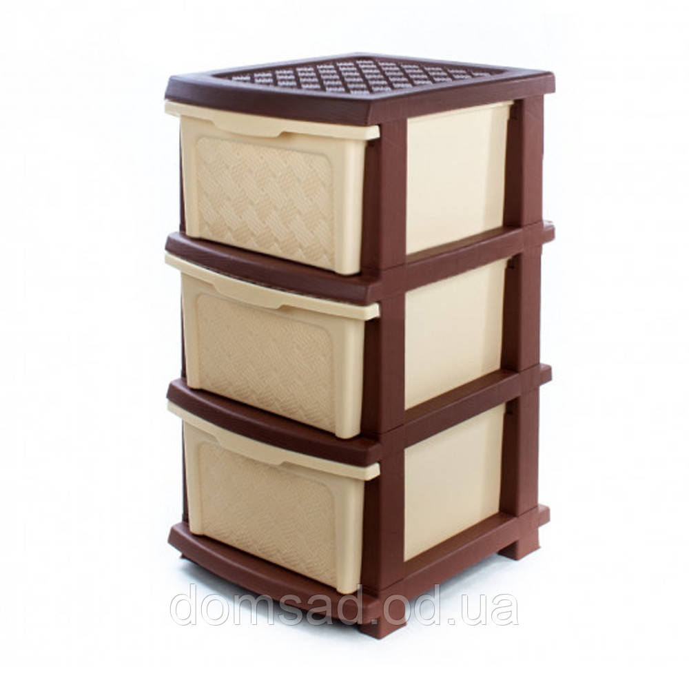 Комод пластиковий R-Plastic "Компакт Плюс" 3 яруси 66*40*34 см, бежево-коричневий