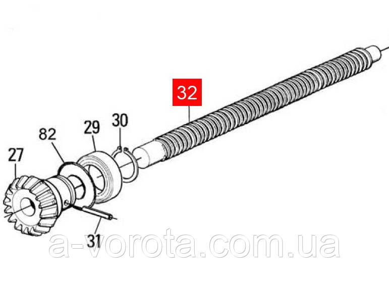 Вал черв'ячний 17x24 6P L = 456,5 для двостулкового привода Nice WG4000,2024/MB4005,4006