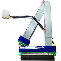 Riser Райзер гнучкий PCI-E 1x -> 16x з живленням MOLEX шлейф перехідник