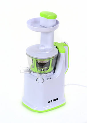 Соковижималка (соковичавниця) шнекова Astor AJE 1348 White/green потужність 160 побутова соковичавниця реверс, фото 2