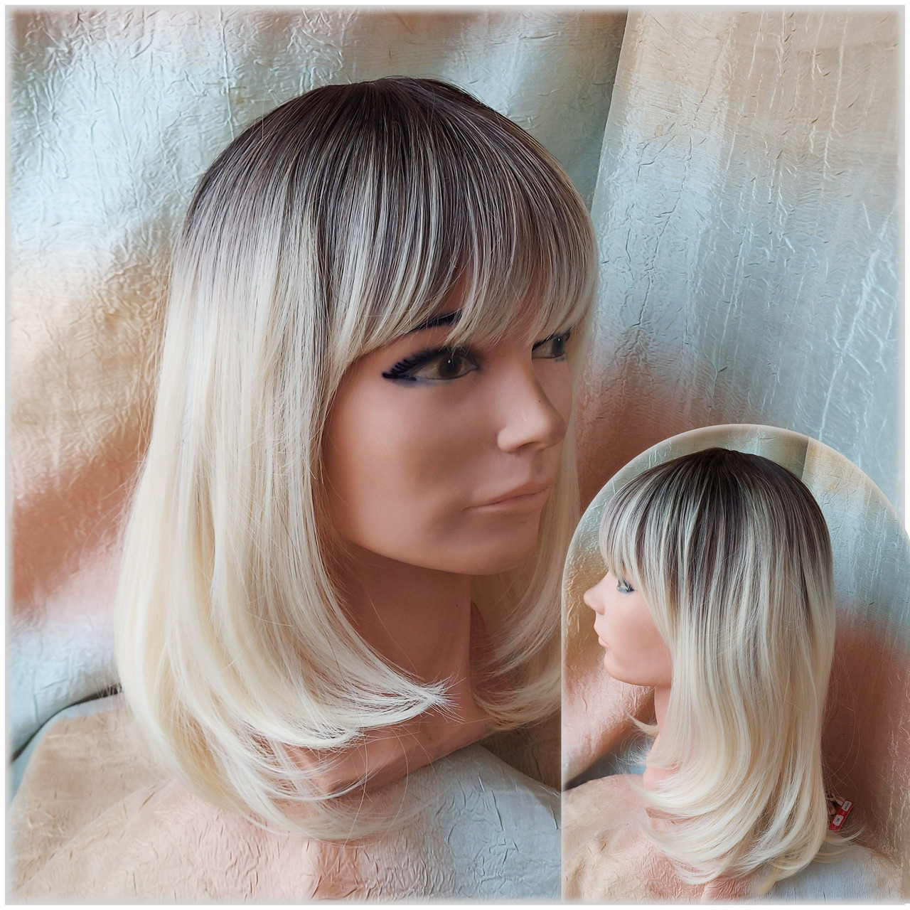 Парик длинный из термоволокна омбре блонд с корнями 5048 t- 613YS4, фото 1