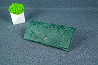 Женский кожаный кошелек Флай, натуральная Винтажная кожа, цвет Зеленый, оттиск №3