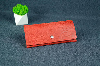 Жіночий гаманець Флай з натуральної шкіри колір Червоний, тиснення №3