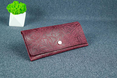 Жіночий гаманець Флай з натуральної шкіри колір Бордо, тиснення №3