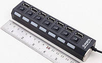USB 2.0 HUB 7 портов ХАБ с кнопками и LED / разветвитель/концентратор