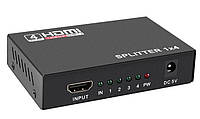HDMI сплиттер активный 1080 2K 3D 4 порта 1 вход->на 4 экрана Splitter