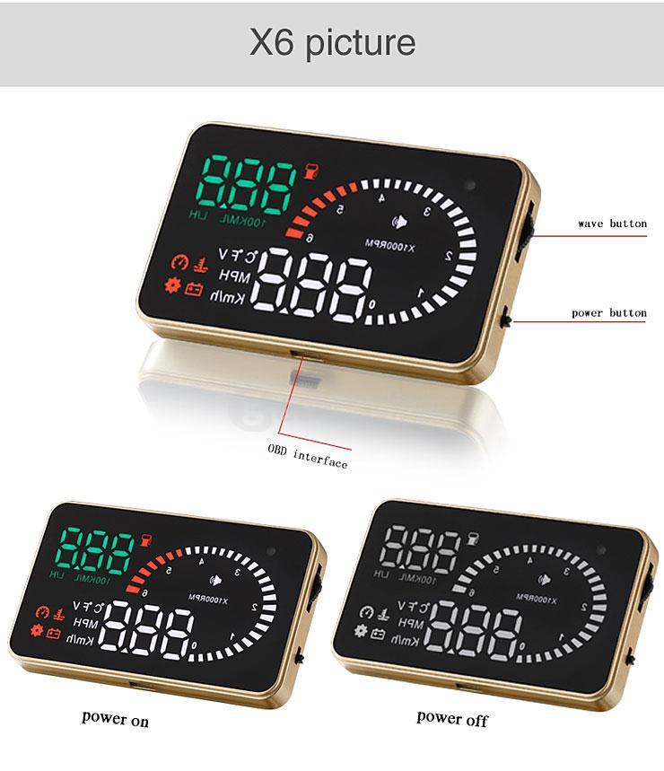 HUD OBD X6 Автомобильный проектор приборной панели на лобовое стекло - фото 4 - id-p1348337475