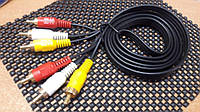 Аудио + видео кабель тюльпаны 3 x RCA AV длина 1.5м кабель композитный
