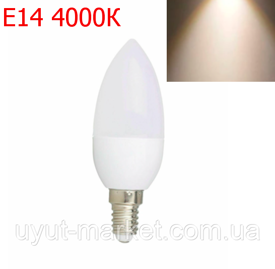 Світлодіодна лампа 8 Вт E14 свічка C37 4000K LM3049, фото 1