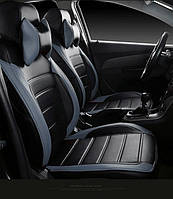 Чехлы на сиденья Форд Фокус 3 (Ford Focus 3) модельные MAX-L из экокожи Черно-серый