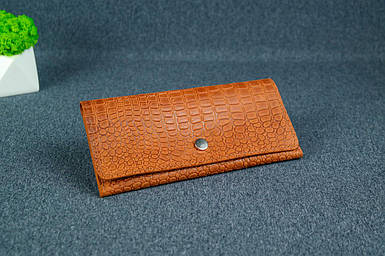 Жіночий гаманець Флай з натуральної шкіри колір Коньяк, тиснення №1