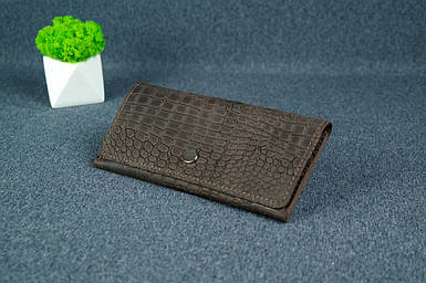 Жіночий гаманець Флай з натуральної шкіри колір Шоколад, тиснення №1