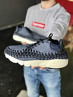 Стильные кроссы Найк Футскейп Вовен с белой подошвой Кроссовки мужские синие Nike Footscape Woven 43