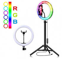 Кільцева світлодіодна RGB Led Лампа з тримачем для телефона та Штатив Soft Ring Light MJ33 см