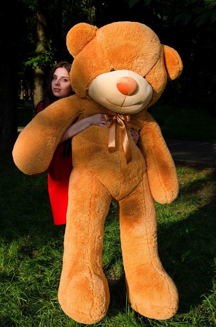 Великий плюшевий ведмедик плюшевий мішка 2 метри, карамельний м'який ведмедик, подарунок для дівчини