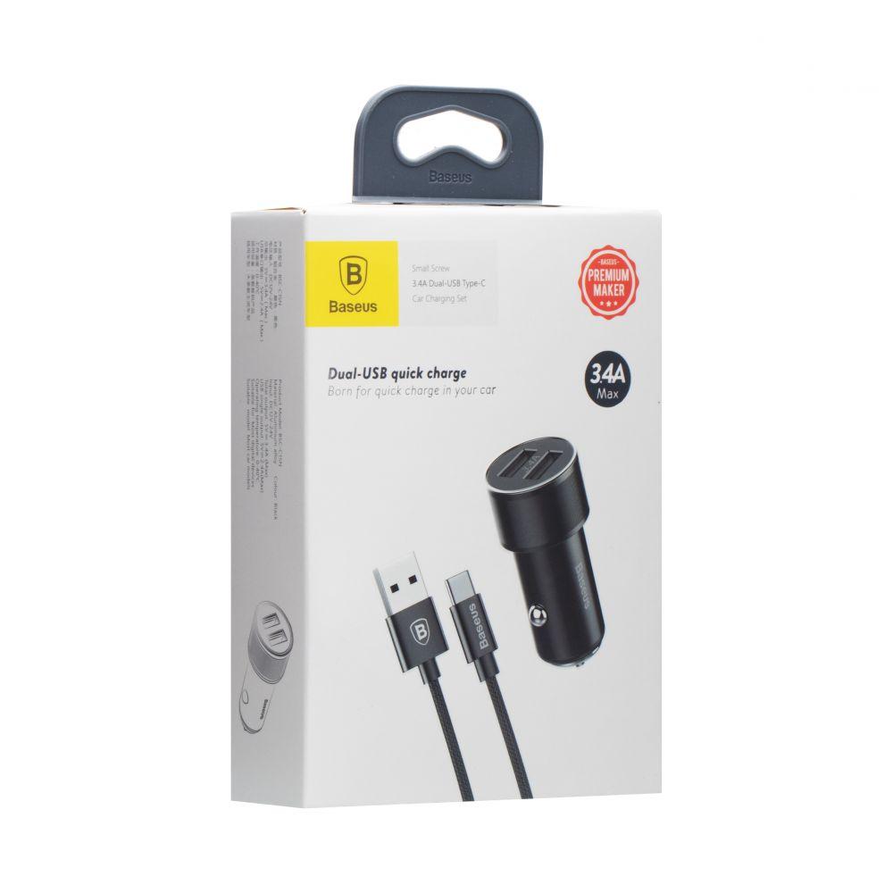 Автомобільний Зарядний Пристрій Baseus Small Screw TZXLD-B Type-C 3,4A