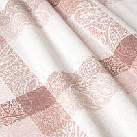 Ткань для штор и скатертей розовя клетка вензель