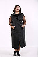 Темно-сірий сарафан офісний трикотажний великого розміру (блузка окремо) 42-74. 01740-2