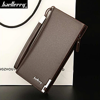 Стильный черный коричневый деловой мужской клатч кошелек гаманець Baellery коричневый