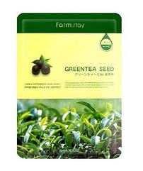 Тканинна маска для обличчя заспокійлива FarmStay Green Tea Seed зелений чай23 мл