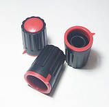 Ручка для змінного резистора R-04 чорна/червона (D=15мм H=21мм), з покажчиком, фото 2