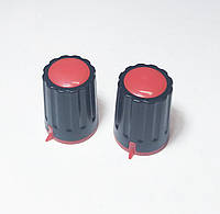 Ручка для переменного резистора R-04 черная/красная (D=15мм H=21мм), с указателем