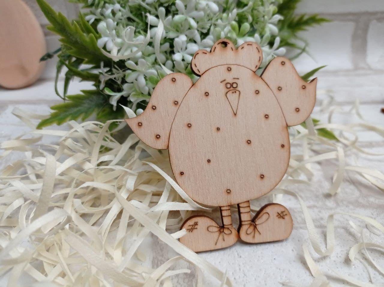 Курчатко заготовка до Великодня, фанера 7х8см, фото 1