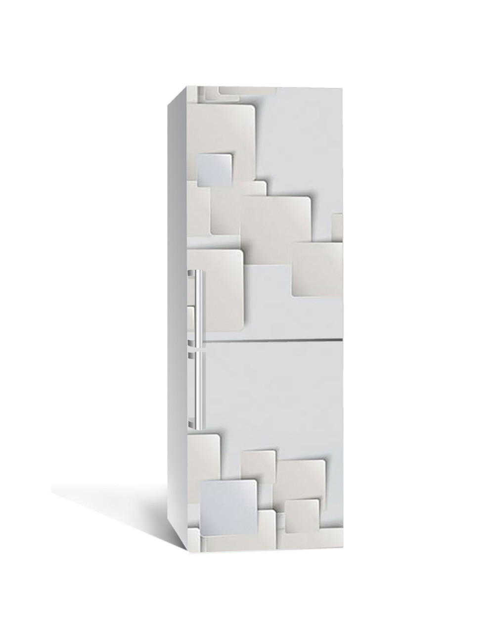 Наклейка на Холодильник Бумажные Листы 3Д Квадраты (пленка ПВХ ...