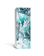 Декор 3Д наклейка на холодильник Морская пена Волны (пленка ПВХ с ламинацией) 65*200см Море Зелёный