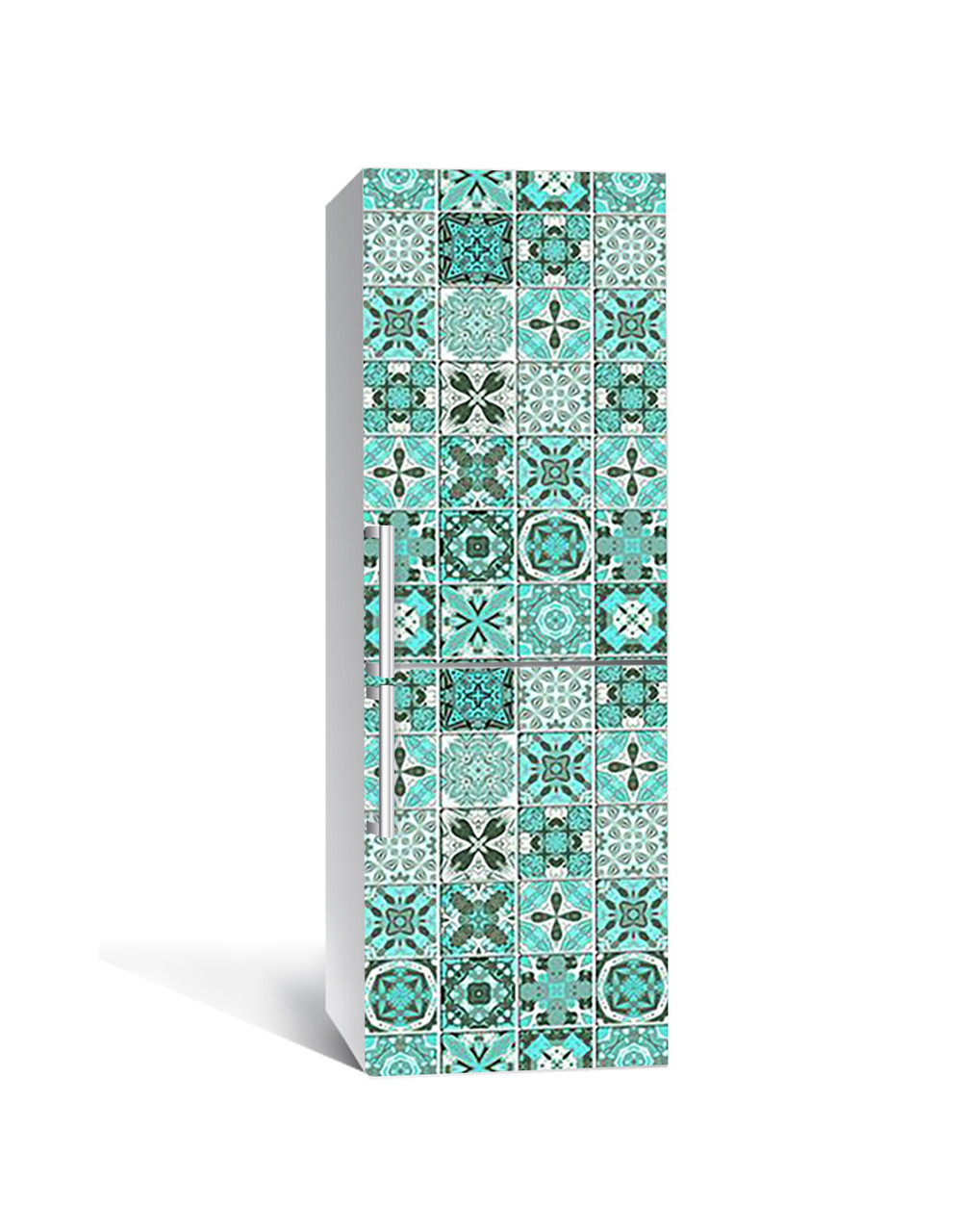 Наклейка на холодильник Португальська азулежу Бірюза Плитка (плівка ПВХ) 60*180см Текстури Зелений