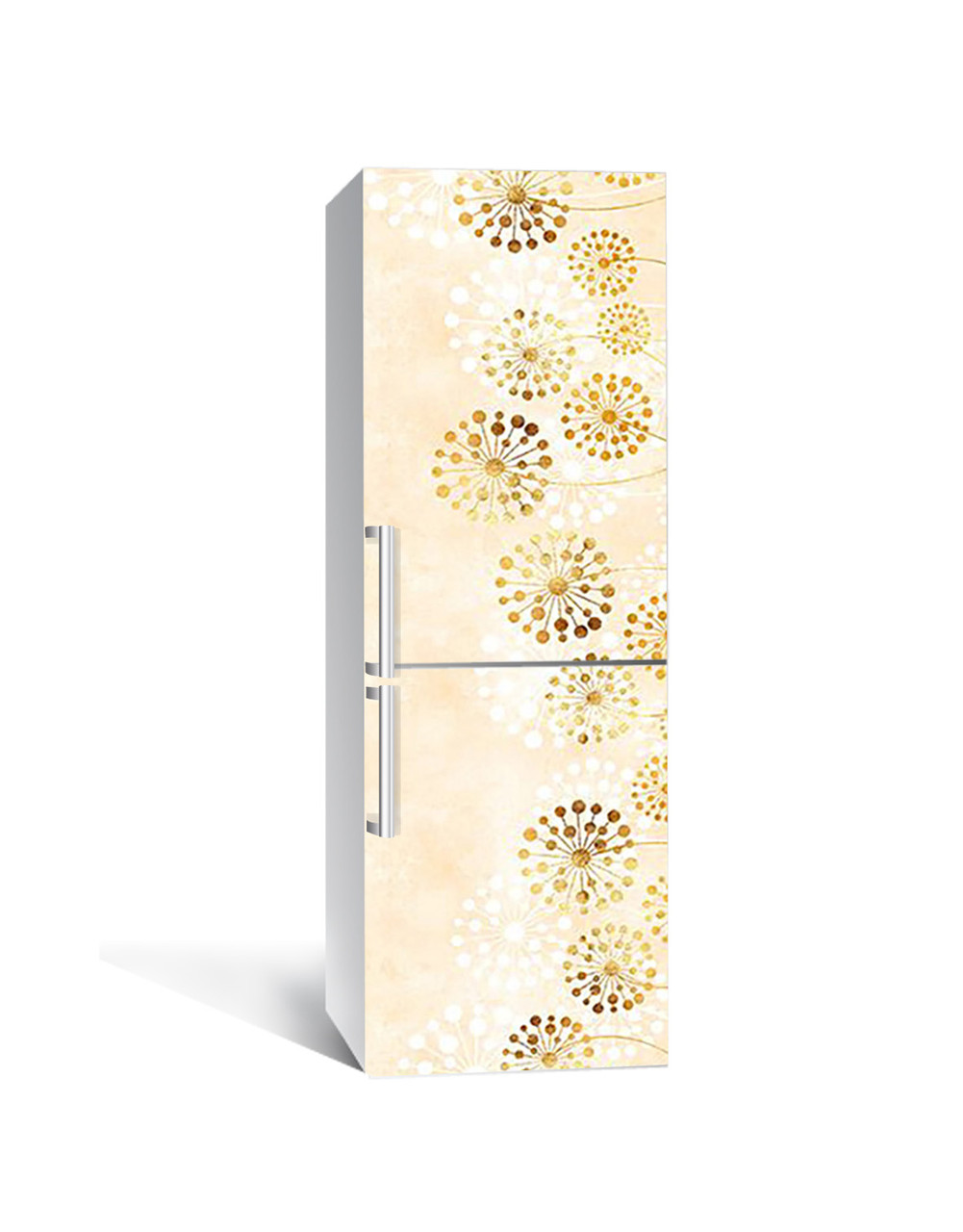 Вінілова наклейка на холодильник 3Д Незвичайні Кульбаби (плівка ПВХ фотодрук) 60*180см Рослини Бежевий
