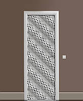 Декоративная наклейка на двери Обман зрения Волны ПВХ пленка с ламинацией 65*200см Геометрия Серый