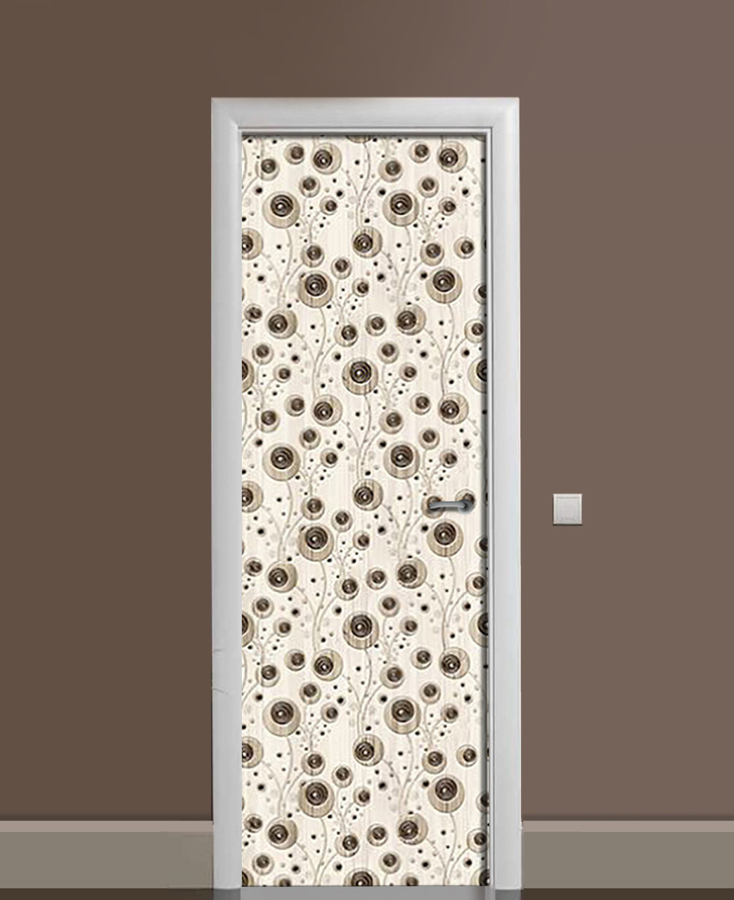 Декоративна наклейка на двері Незвичайні сфери Очі ПВХ плівка з ламінуванням 60*180см Абстракція Бежевий