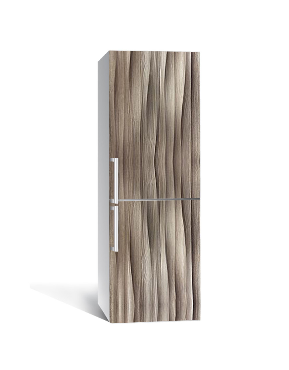 Наклейка на холодильник Дерев'яні хвилі під дерево (плівка ПВХ фотодрук) 60*180см Текстури Бежевий