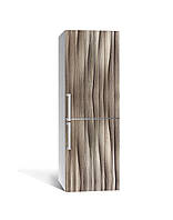 Наклейка на холодильник Дерев'яні хвилі під дерево (плівка ПВХ фотодрук) 60*180см Текстури Бежевий
