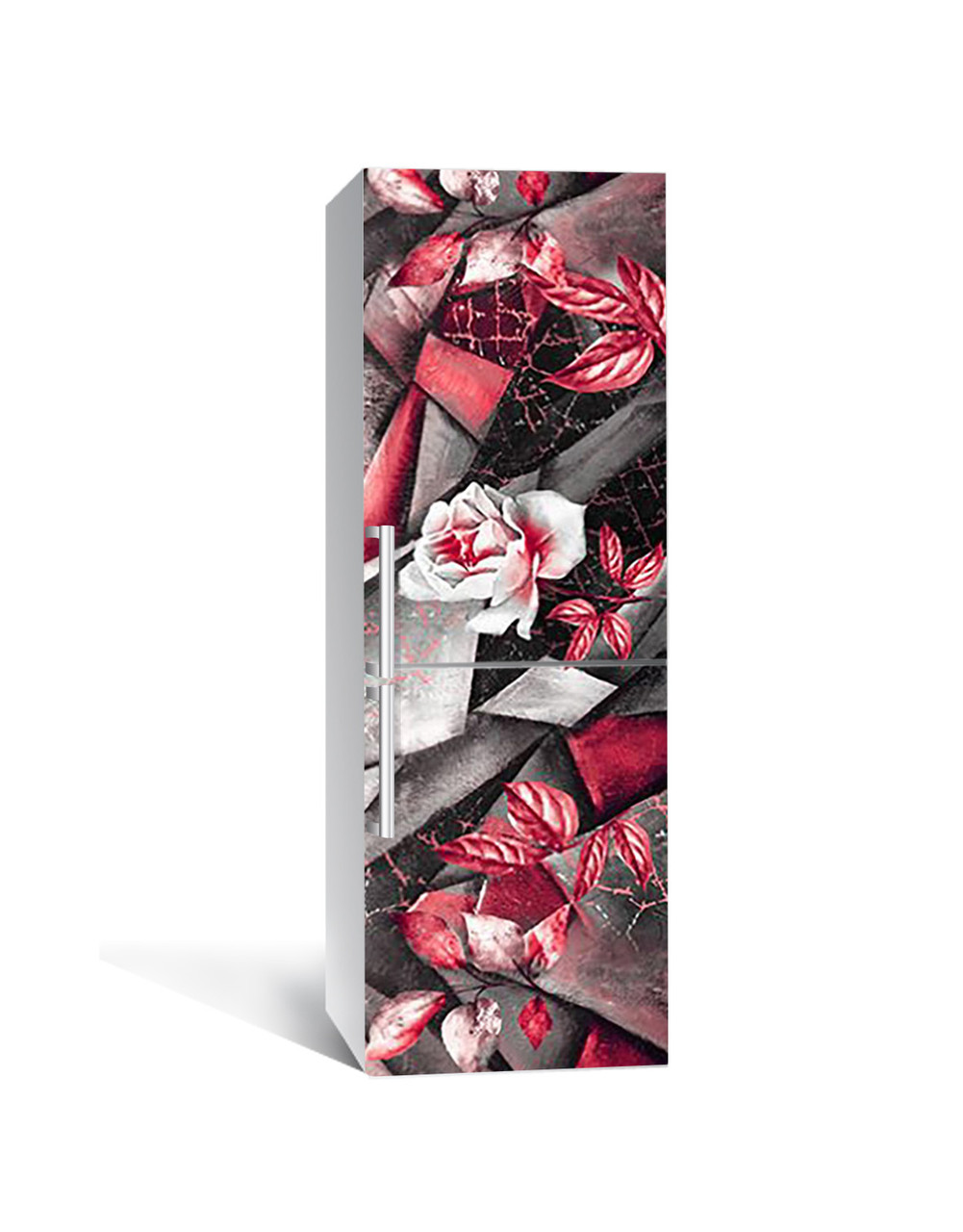 Вінілова наклейка на холодильник 3Д Бетонні Квіти Мозаїка (плівка ПВХ фотодрук) 60*180см Текстури