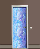 Декор двери Наклейка виниловая Мазки масляной краски ПВХ пленка с ламинацией 65*200см Текстуры Голубой