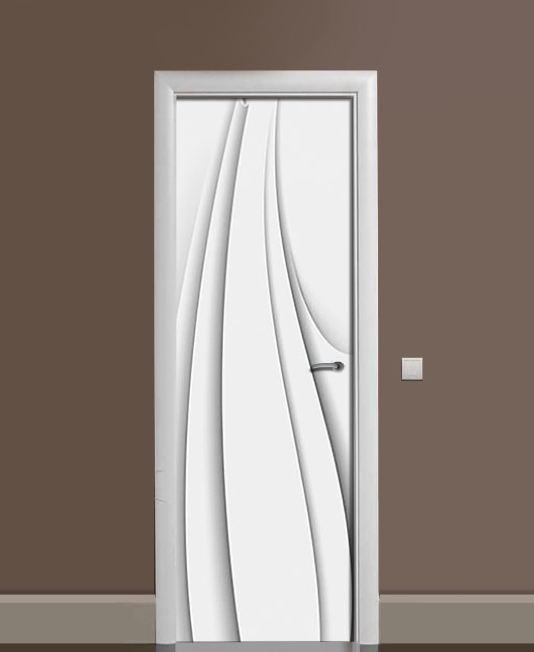 Вінілові наклейки на двері Тонкі Лінії ПВХ плівка з ламінуванням 60*180см Абстракція Сірий