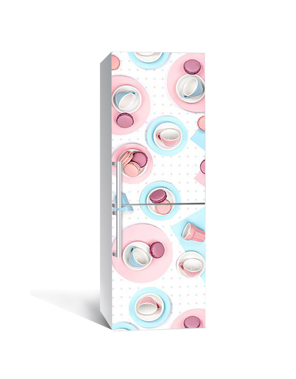 Вінілова 3Д наклейка на холодильник Чашечки Печиво (плівка ПВХ з ламінацією) 60*180см