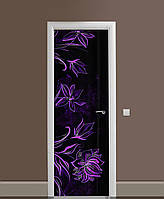 Виниловая наклейка на дверь Неоновая роспись ПВХ пленка с ламинацией 65*200см Абстракция Черный