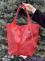 Замшева червона сумка з принтом під крокодила, Італія, кольори в асортименті